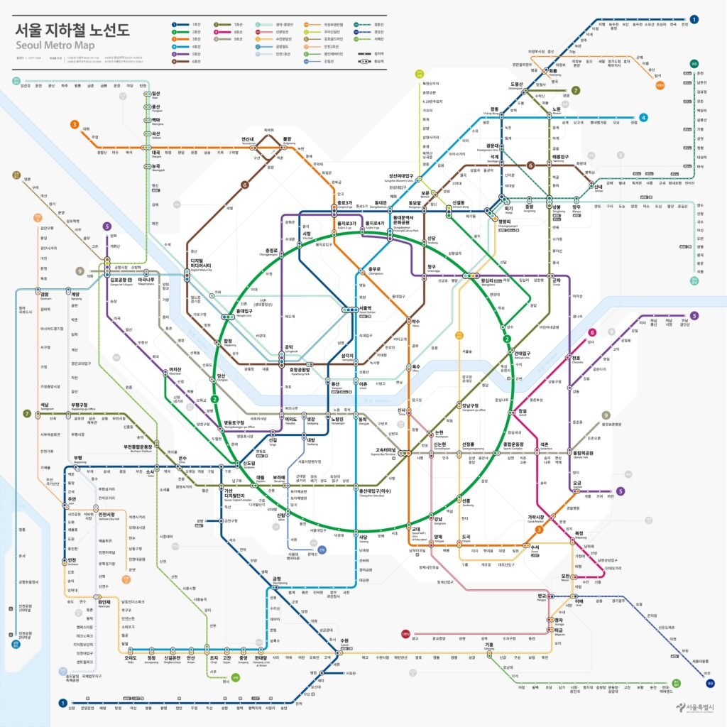 韩国地铁图全面升级的地图