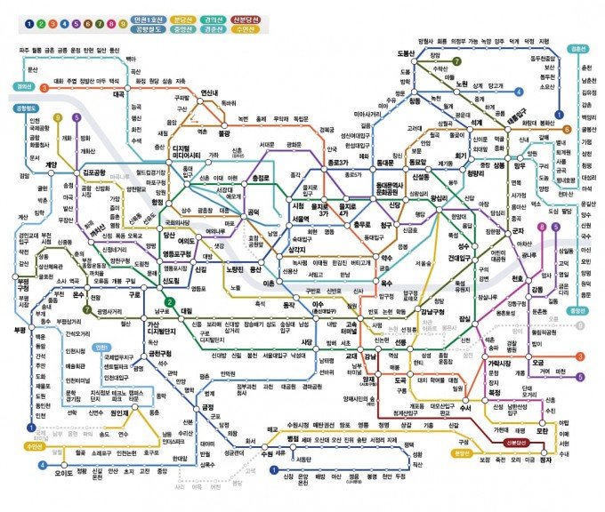 韩国地铁图全面升级之旧版地图